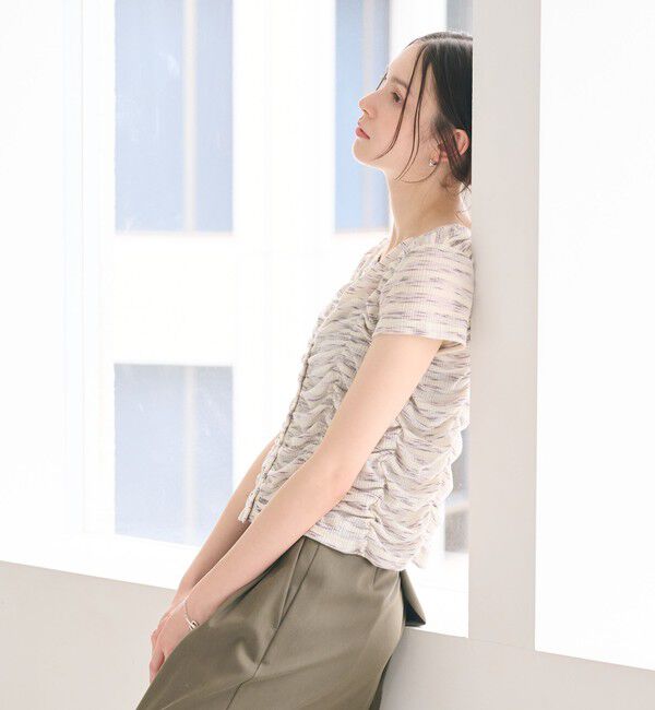 BEAUTY&YOUTH UNITED ARROWS「【WEB限定】カスリボーダー シャーリングトップス 2WAY」|Tシャツ・カットソー|