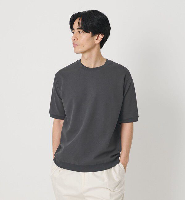 BEAUTY&YOUTH UNITED ARROWS「ライト ダブルフェイス ジオメ クルーネック Tシャツ 抗菌防臭」|Tシャツ・カットソー|DK.GRAY