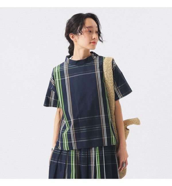 BEAMSBOY「ボーイ ビッグタータン ショートスリーブ」|シャツ・ブラウス|NAVY