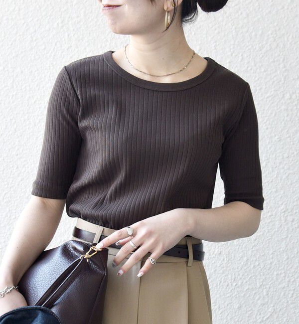 SHIPS any「《一部追加予約》SHIPS any:〈洗濯機可能〉テレコ リブ ハーフスリーブ TEE」|Tシャツ・カットソー|