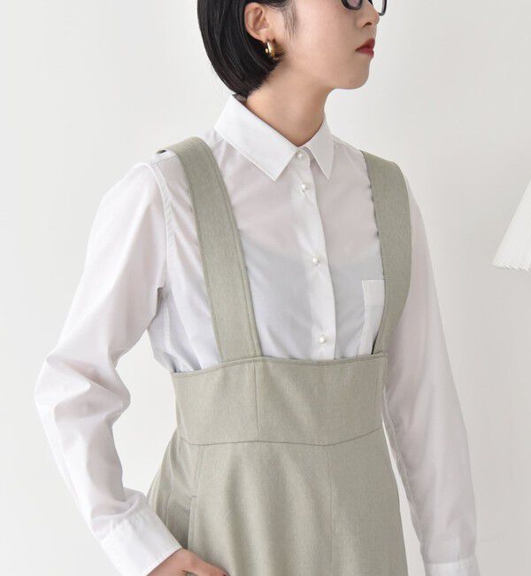 quaranciel「quaranciel:〈洗濯機可能〉REPREVE パールモチーフ ハンサム シャツ」|シャツ・ブラウス|ホワイト