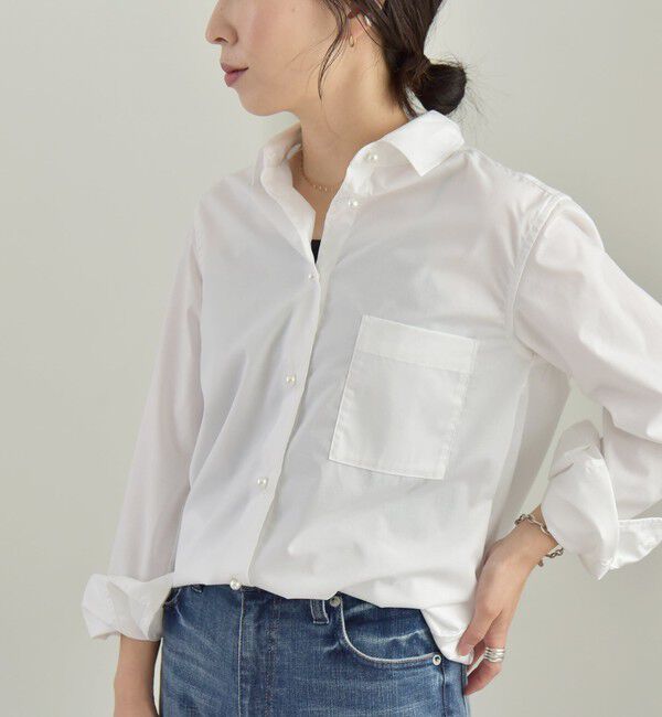 quaranciel「quaranciel:〈洗濯機可能〉REPREVE パールモチーフ ハンサム シャツ」|シャツ・ブラウス|
