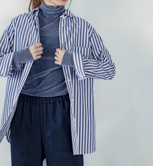 quaranciel「quaranciel:〈洗濯機可能〉REPREVE パールモチーフ ハンサム シャツ」|シャツ・ブラウス|