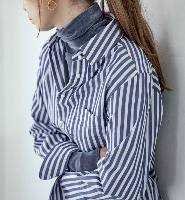 quaranciel「quaranciel:〈洗濯機可能〉REPREVE パールモチーフ ハンサム シャツ」|シャツ・ブラウス|