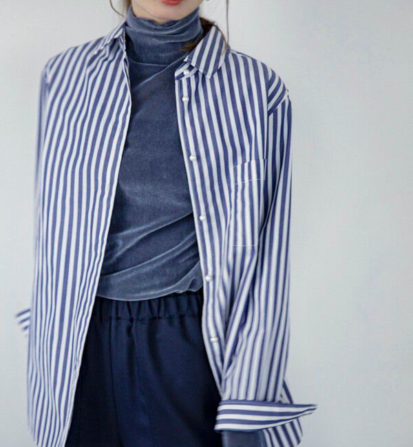 quaranciel「quaranciel:〈洗濯機可能〉REPREVE パールモチーフ ハンサム シャツ」|シャツ・ブラウス|