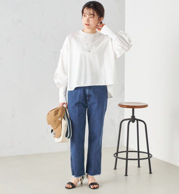 SHIPS for women「〈洗濯機可能〉ロング リブ スリーブ フリル カットソー」|Tシャツ・カットソー|