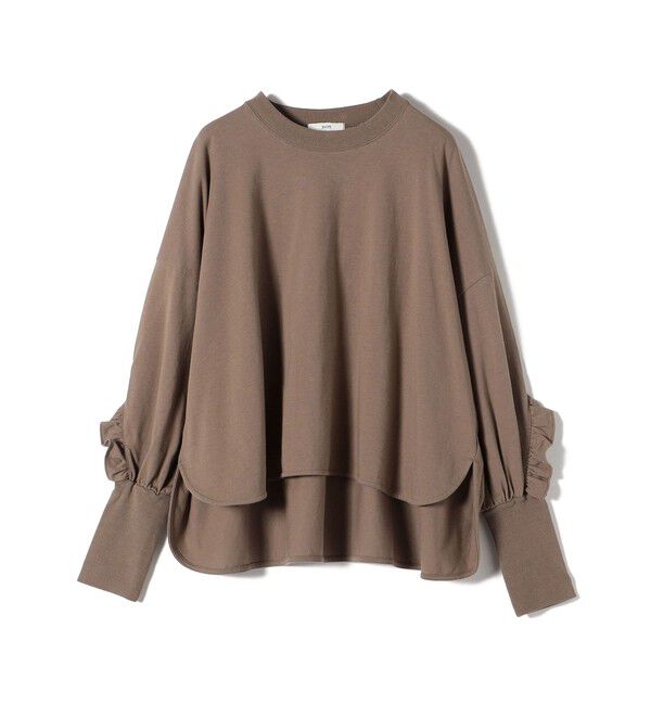 SHIPS for women「〈洗濯機可能〉ロング リブ スリーブ フリル カットソー」|Tシャツ・カットソー|