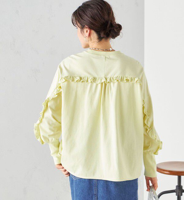 SHIPS for women「〈洗濯機可能〉ロング リブ スリーブ フリル カットソー」|Tシャツ・カットソー|