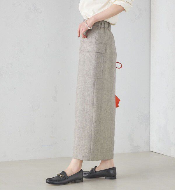 SHIPS for women「麻混 ストライプ 無地 ポケット タイト スカート ◇」|スカート|