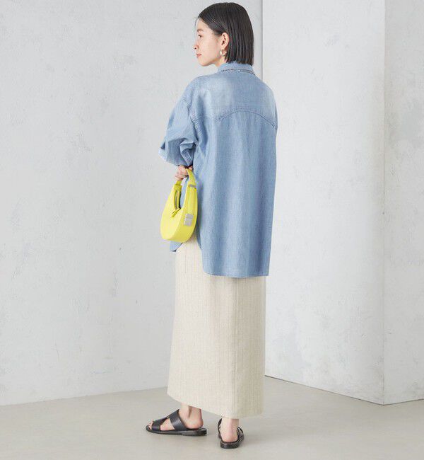 SHIPS for women「麻混 ストライプ 無地 ポケット タイト スカート ◇」|スカート|