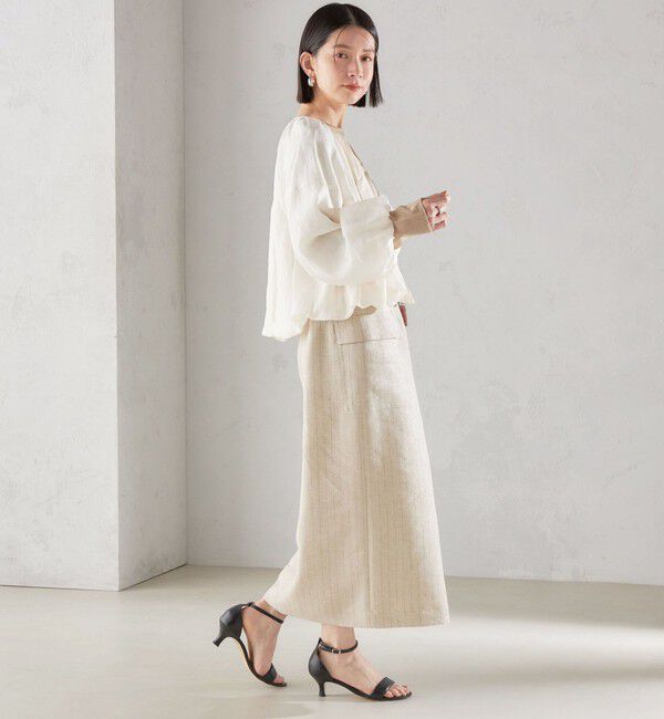 SHIPS for women「麻混 ストライプ 無地 ポケット タイト スカート ◇」|スカート|