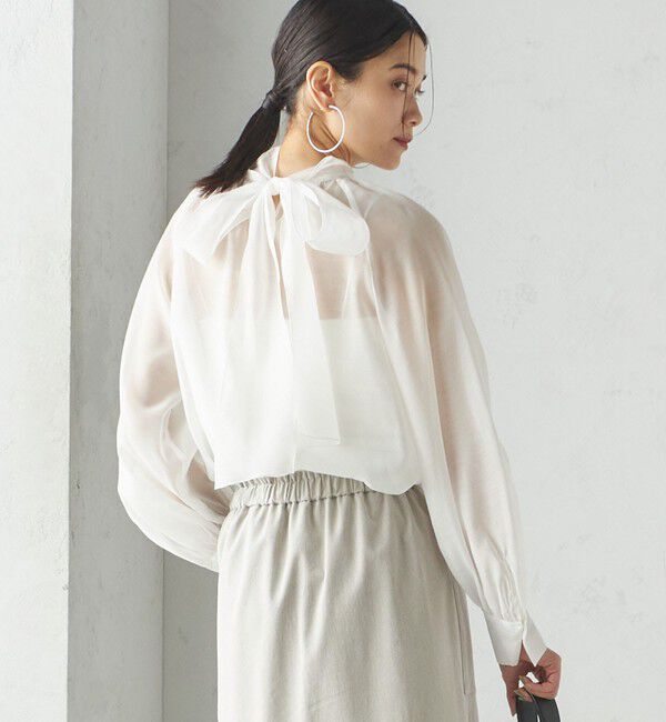 SHIPS for women「〈手洗い可能〉オーガンジー リボン ブラウス」|シャツ・ブラウス|