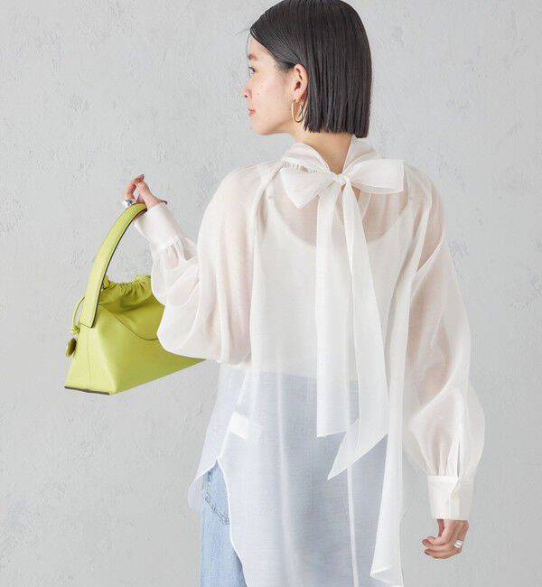 SHIPS for women「〈手洗い可能〉オーガンジー リボン ブラウス」|シャツ・ブラウス|