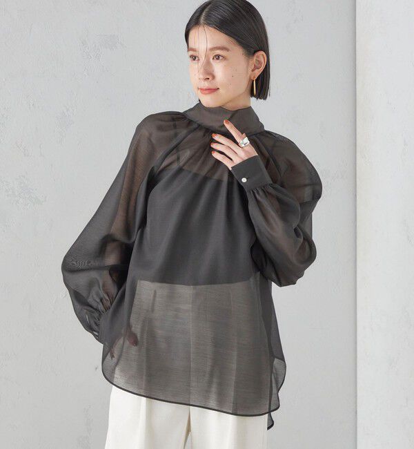 SHIPS for women「〈手洗い可能〉オーガンジー リボン ブラウス」|シャツ・ブラウス|