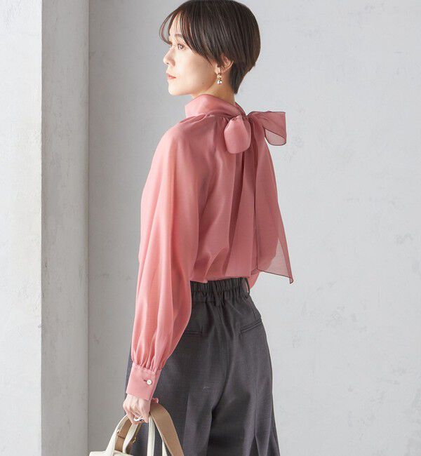 SHIPS for women「〈手洗い可能〉オーガンジー リボン ブラウス」|シャツ・ブラウス|