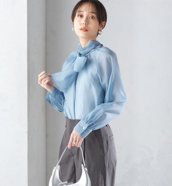 SHIPS for women「〈手洗い可能〉オーガンジー リボン ブラウス」|シャツ・ブラウス|