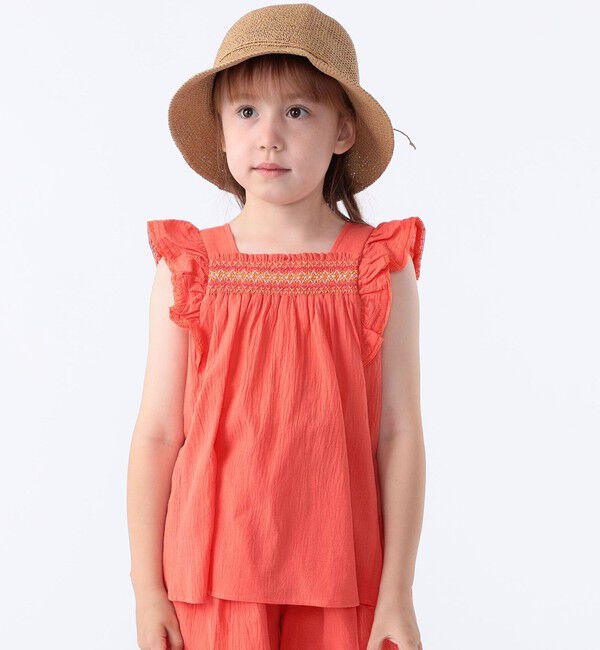 SHIPS KIDS「SHIPS KIDS:100～130cm / スモッキング フリル ブラウス」|シャツ・ブラウス|