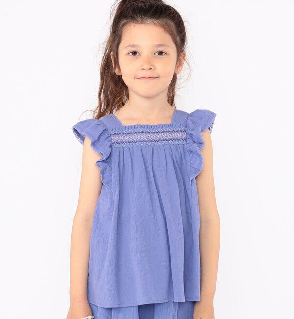 SHIPS KIDS「SHIPS KIDS:100～130cm / スモッキング フリル ブラウス」|シャツ・ブラウス|