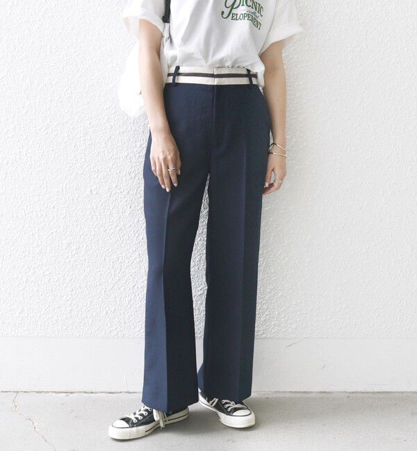 SHIPS any「SHIPS any:〈洗濯機可能〉オックス ウエスト ライン パンツ」|その他|ネイビー