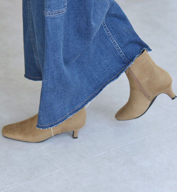 quaranciel「quaranciel: スクエアトゥ ローヒール ショート ブーツ」|ショートブーツ|