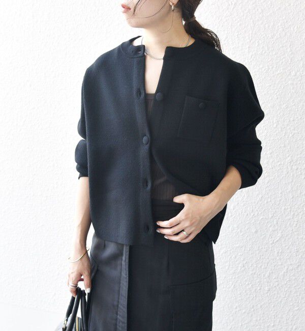 SHIPS any「SHIPS any: ミラノリブ ノーカラー ニット ジャケット カーディガン」|カーディガン|