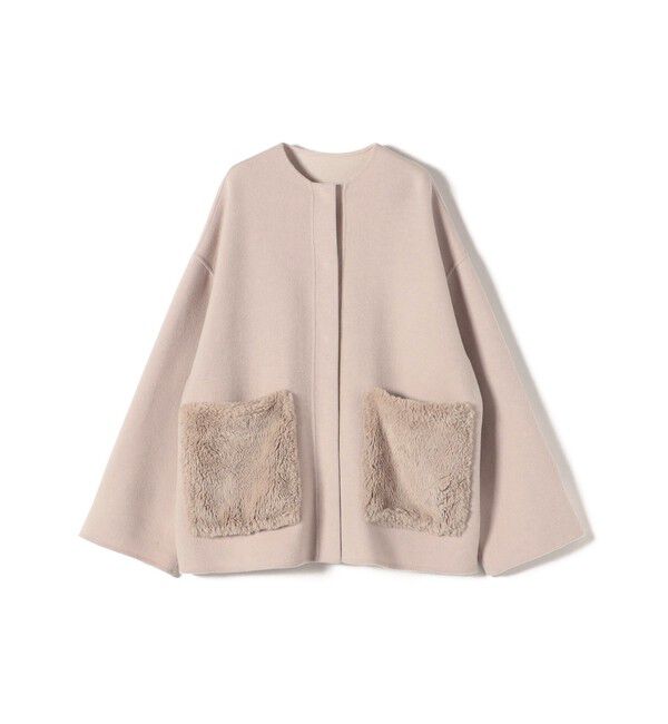 SHIPS for women「リバー ファー ポケット コート」|ノーカラーコート|