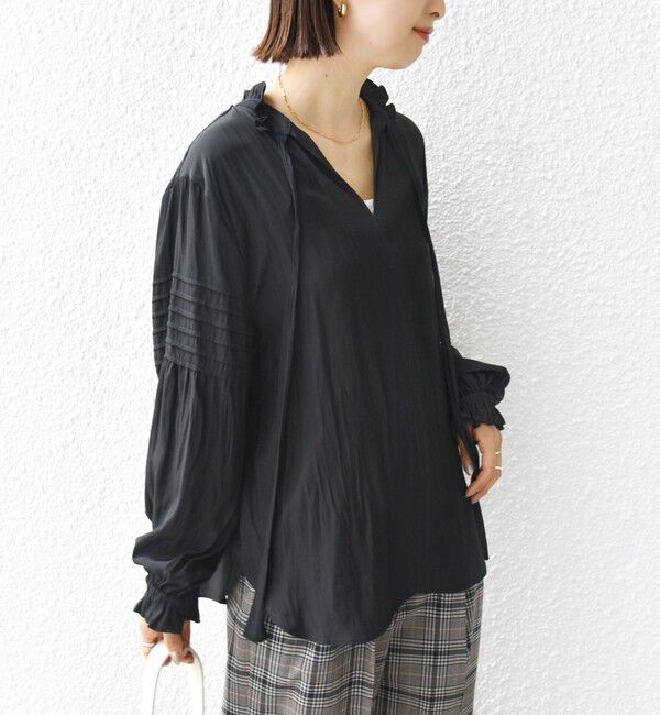 SHIPS for women「〈手洗い可能〉割繊 前後 2WAY 袖タック デザイン ブラウス」|シャツ・ブラウス|