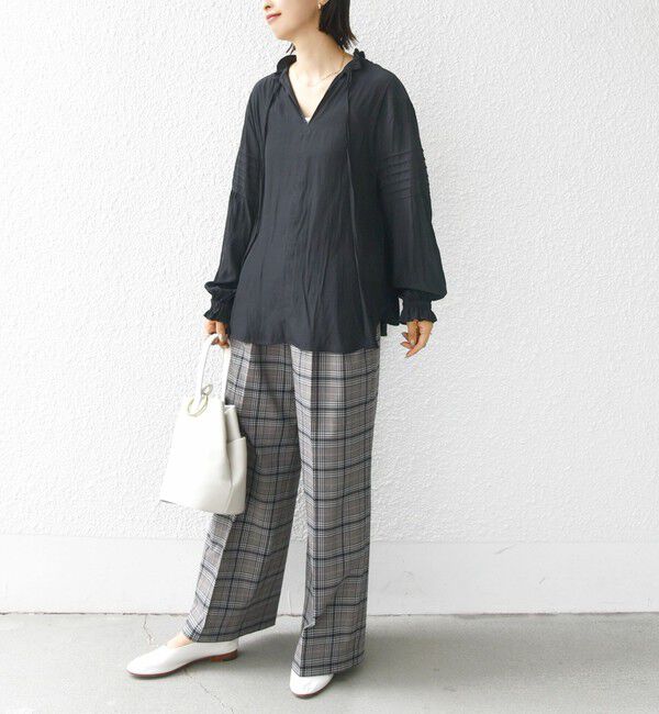 SHIPS for women「〈手洗い可能〉割繊 前後 2WAY 袖タック デザイン ブラウス」|シャツ・ブラウス|