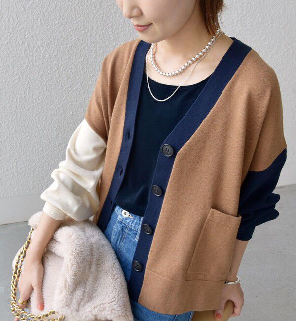 SHIPS for women「【WEB限定】〈手洗い可能〉配色 ポケット カーディガン」|カーディガン|