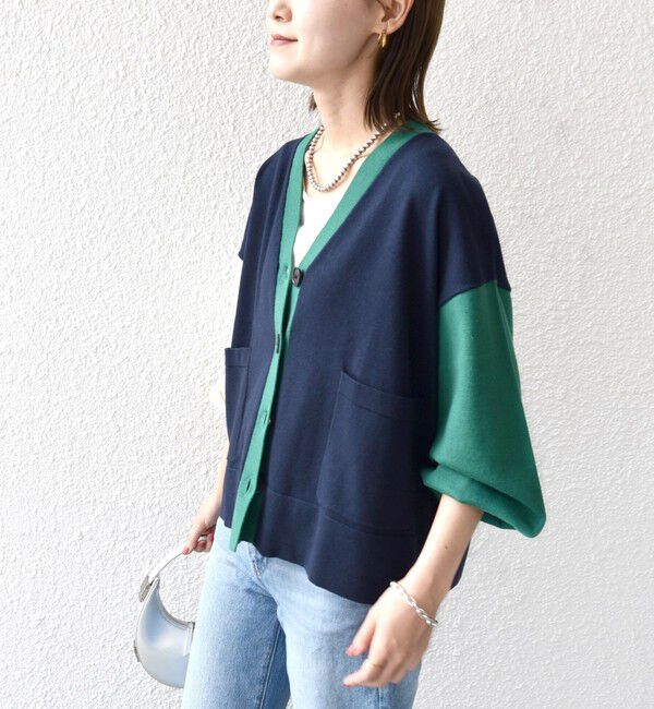 SHIPS for women「【WEB限定】〈手洗い可能〉配色 ポケット カーディガン」|カーディガン|