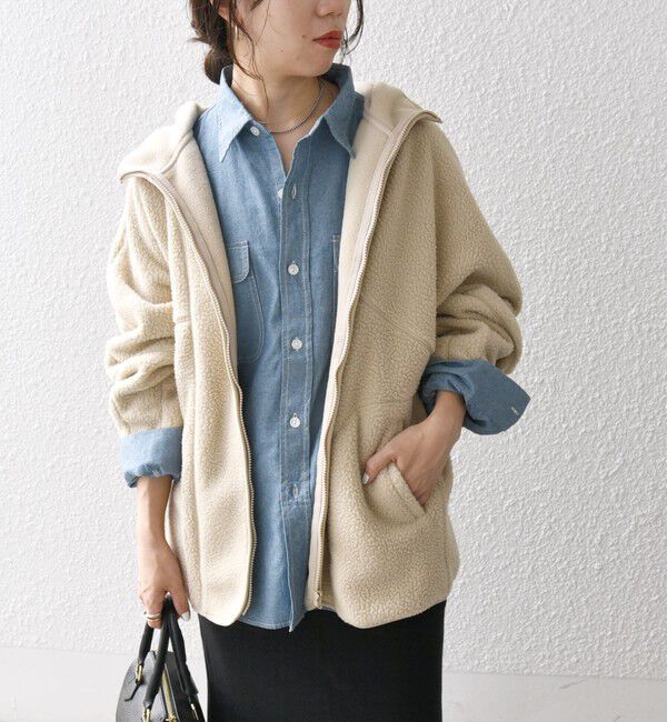 SHIPS any「SHIPS any:〈洗濯機可能〉ボア フリース フード ブルゾン パーカー」|パーカー|