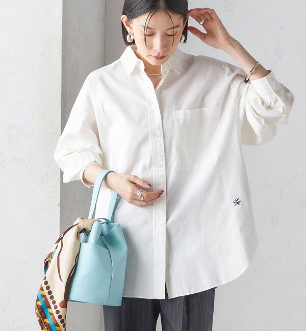 SHIPS for women「〈洗濯機可能〉ピン オックス 刺繍 シャツ」|シャツ・ブラウス|ホワイト系