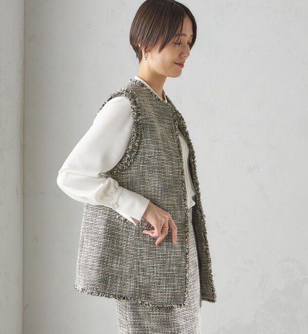 SHIPS for women「スラブ ツイード ロング ジレ（セレモニー対応可）」|ベスト・ジレ|