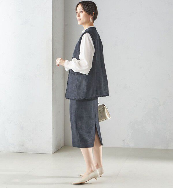 SHIPS for women「スラブ ツイード ロング ジレ（セレモニー対応可）」|ベスト・ジレ|