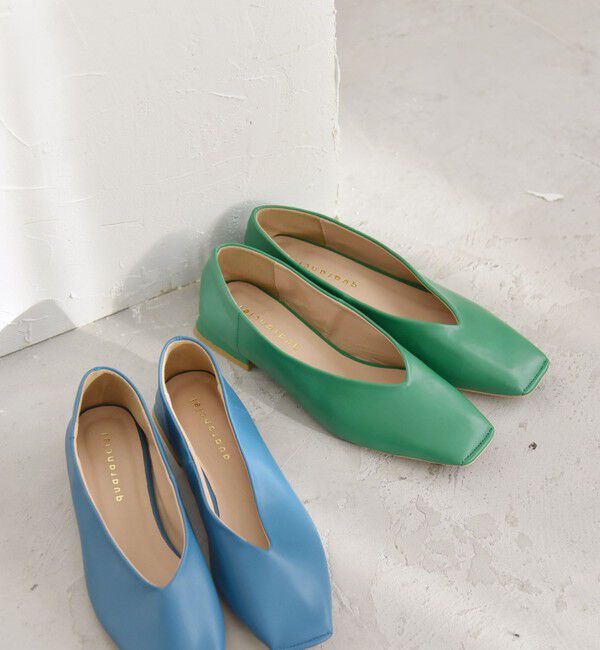 quaranciel「quaranciel: Vカット スクエア トゥ フラットシューズ」|パンプス|