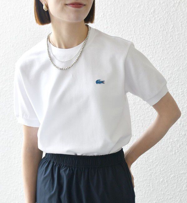 SHIPS any「【SHIPS any別注】LACOSTE:〈洗濯機可能〉PIQUE クルーネック Tシャツ 26SS」|Tシャツ・カットソー|ホワイト