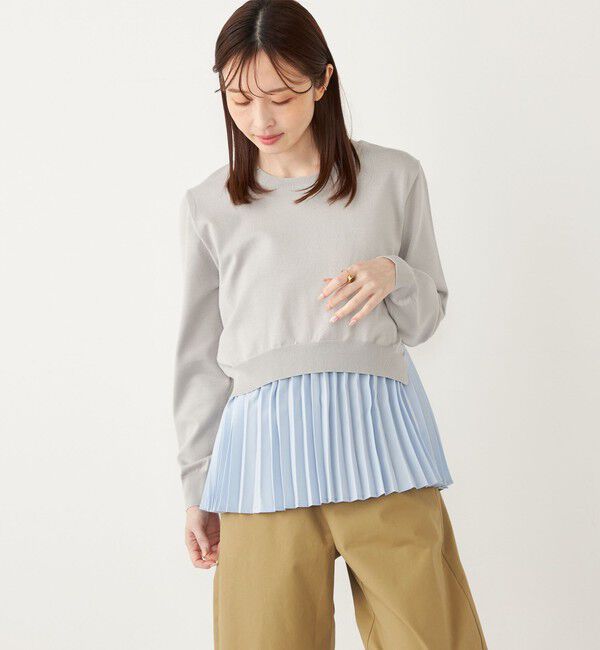 SHIPS Colors 「SHIPS Colors:〈手洗い可能〉ヘムプリーツ ドッキング ニット」|ニット・セーター|