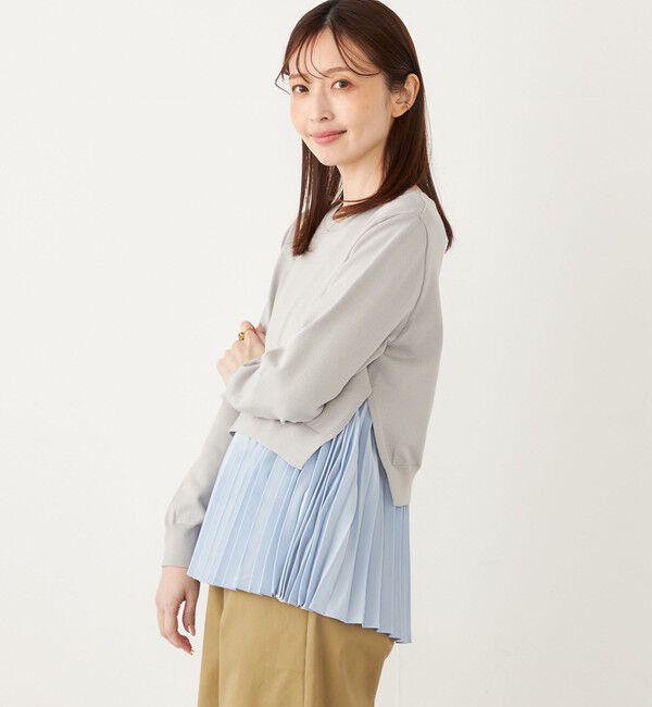 SHIPS Colors 「SHIPS Colors:〈手洗い可能〉ヘムプリーツ ドッキング ニット」|ニット・セーター|