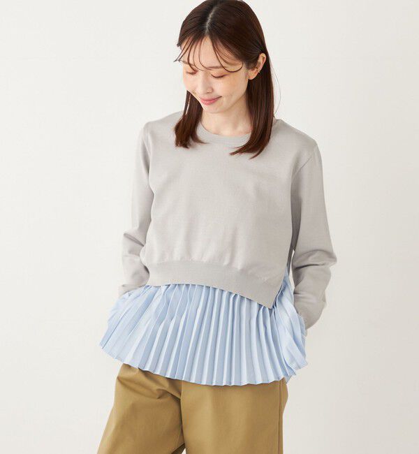 SHIPS Colors 「SHIPS Colors:〈手洗い可能〉ヘムプリーツ ドッキング ニット」|ニット・セーター|