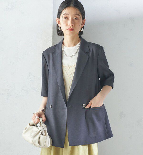 SHIPS for women「〈手洗い可能〉ダブル 半袖 ジャケット」|テーラードジャケット|