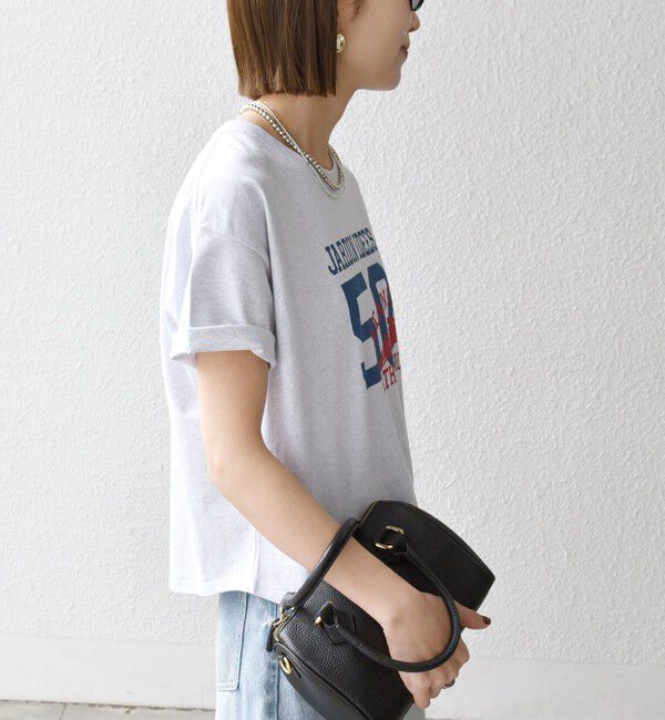 SHIPS any「【WEB限定/SHIPS any別注】THE KNiTS:〈洗濯機可能〉ラウンドヘム プリント ショート TEE」|Tシャツ・カットソー|