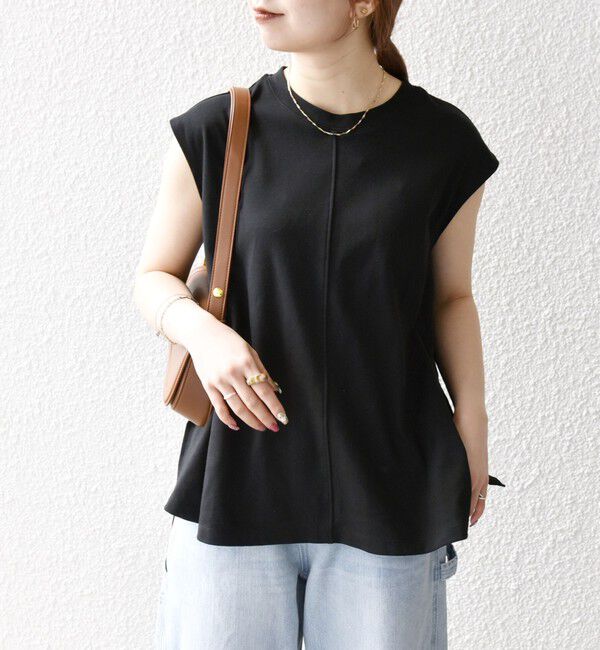 SHIPS any「SHIPS any:〈接触冷感/汗染み防止加工/洗濯機可能〉Aライン フレンチスリーブ TEE」|Tシャツ・カットソー|