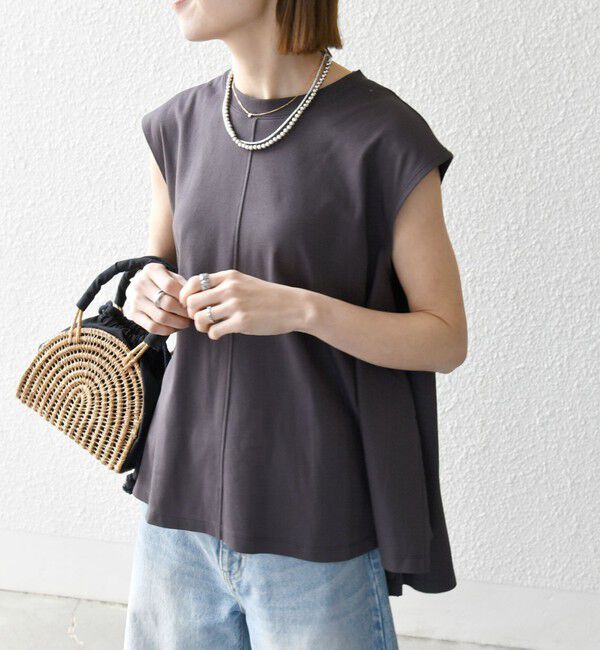 SHIPS any「SHIPS any:〈接触冷感/汗染み防止加工/洗濯機可能〉Aライン フレンチスリーブ TEE」|Tシャツ・カットソー|