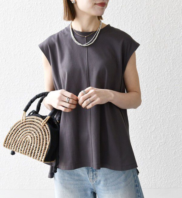 SHIPS any「SHIPS any:〈接触冷感/汗染み防止加工/洗濯機可能〉Aライン フレンチスリーブ TEE」|Tシャツ・カットソー|