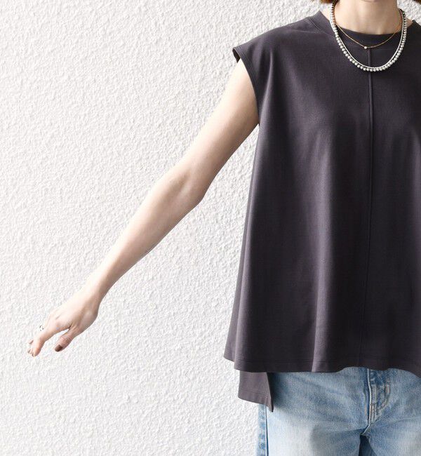 SHIPS any「SHIPS any:〈接触冷感/汗染み防止加工/洗濯機可能〉Aライン フレンチスリーブ TEE」|Tシャツ・カットソー|