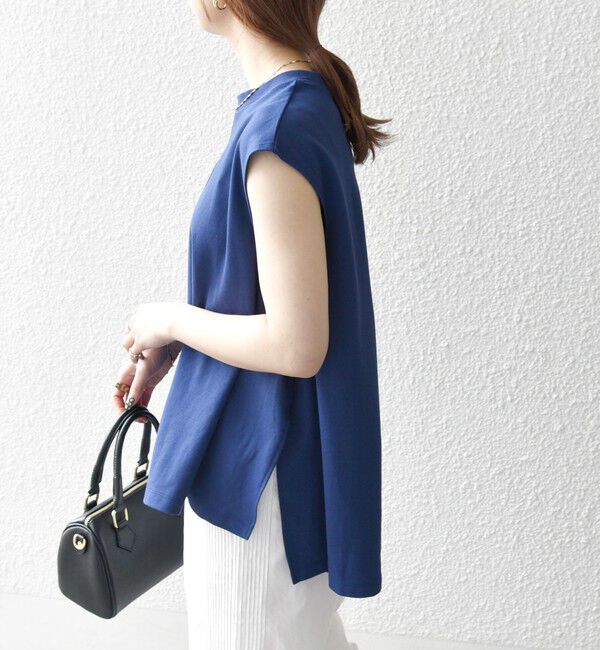 SHIPS any「SHIPS any:〈接触冷感/汗染み防止加工/洗濯機可能〉Aライン フレンチスリーブ TEE」|Tシャツ・カットソー|