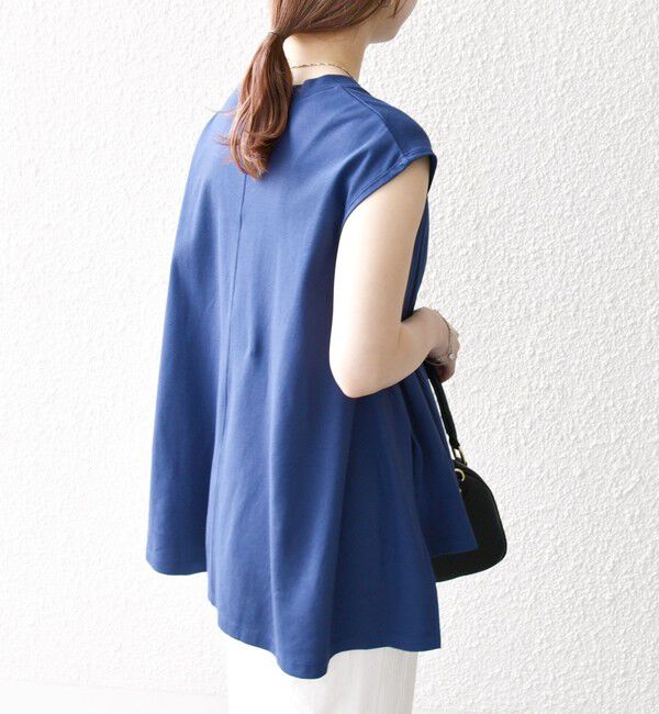 SHIPS any「SHIPS any:〈接触冷感/汗染み防止加工/洗濯機可能〉Aライン フレンチスリーブ TEE」|Tシャツ・カットソー|