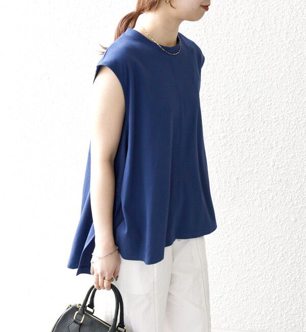 SHIPS any「SHIPS any:〈接触冷感/汗染み防止加工/洗濯機可能〉Aライン フレンチスリーブ TEE」|Tシャツ・カットソー|