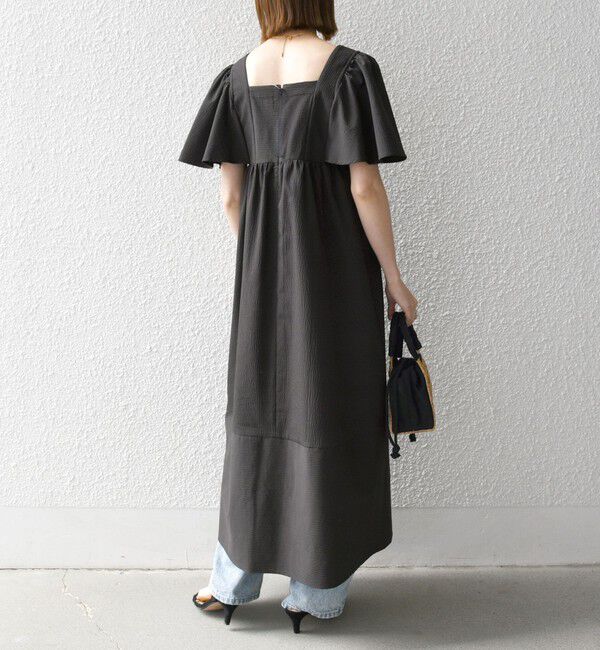 SHIPS any「SHIPS any:〈洗濯機可能〉ミニサッカー スクエアネック フレア ワンピース」|ワンピース|