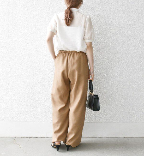 SHIPS any「《一部追加予約》SHIPS any:〈手洗い可能〉シアー フリル バンドカラー パフ シャツ ブラウス」|シャツ・ブラウス|